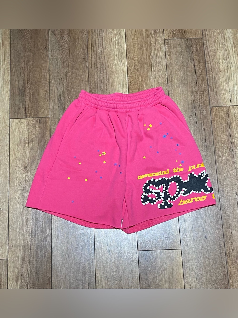 Sp5der Pink Punk V2 Shorts “Nevermind the punk here’s the slime” Brand New